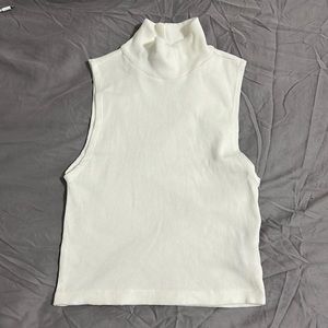 Forever21 White Cropped Sleeveless Turtle Neck